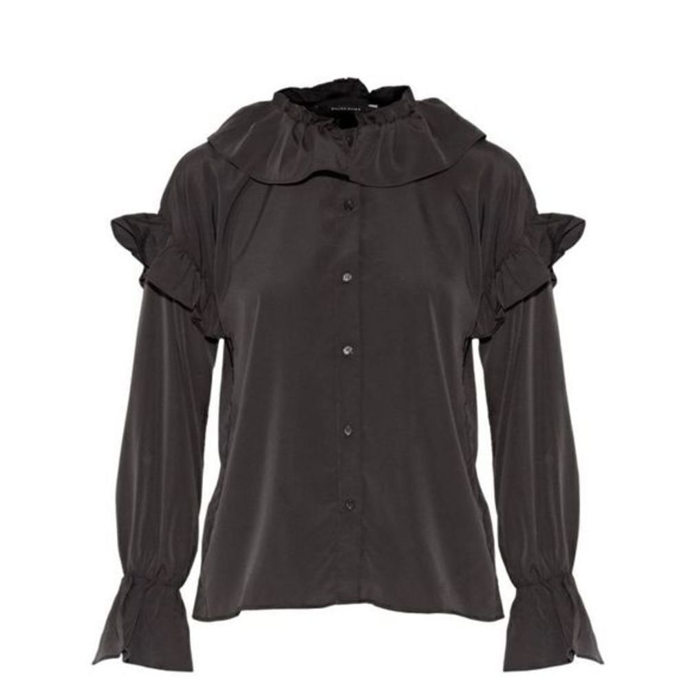 𝅺New mistie ruffle- trimmed crepe de chine blouse,M